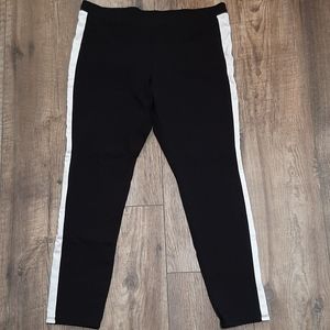 Black leggings with white side stripe